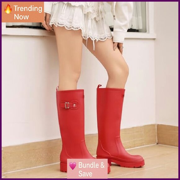 Knee High Waterproof Rain Boots Insulated Non-Slip Wide Calf Outdoor Work - Picture 7 of 7